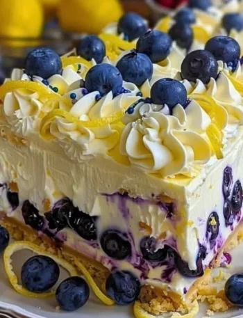 No Bake No Suger Lemon Dazzling Blueberry Cream Cake