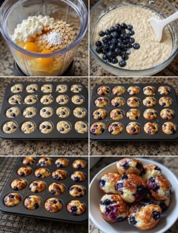 Fluffy Blueberry Cottage Cheese Pancake Bites